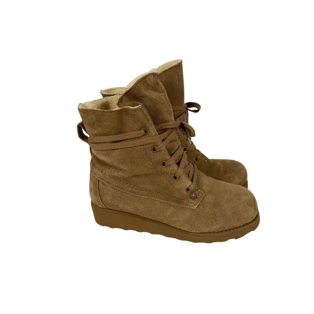 Bearpaw Krista Suede Wool Blend Sheepskin Footbed Winter Boots Size 8
